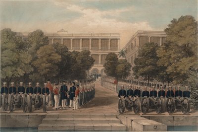British Troops at the British Factory in Canton Preparing to Receive Imperial High Commissioner and Viceroy Keying by Unbekannt Unbekannt